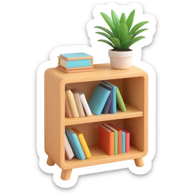 A small light wooden table bookshelf storage sticker