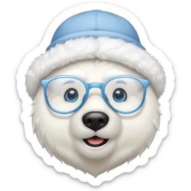  polar bear wearing glasses and a hat sticker