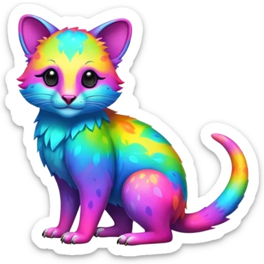 Colorful neon-colored tropical exotic shiny beautiful fantasy-marsupial-feline-Cacomistle-oncilla-animal-hybrid (full body) sticker