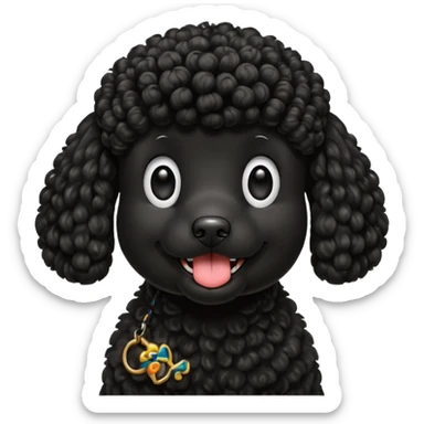Black poodle dog being silly  sticker