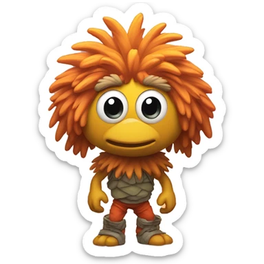 Attractive with adorable huge eyes  Detailed image of  fraggle rocks hot muscle trainer sunset colored sticker