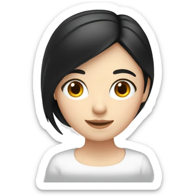 A white girl with straight black hair revising for her French A-levels sticker