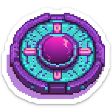 futuristic cyberpunk pixel art icon, vivid neon colors purple magenta cyan, minimal expressive design, 32x32, centered, high contrast, transparent background, no text, suitable for dark background, requested by user symbol sticker