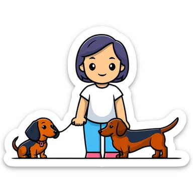 girl with dachshund sticker