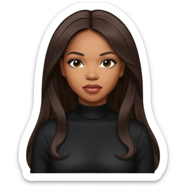 Tenitra Michelle Williams, R&B Singer (b.1979) from Destiny's Child with long dark brown hair, medium dark skin, black outfit sticker
