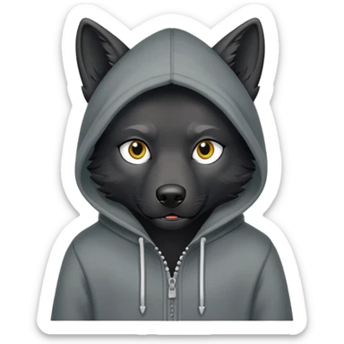black wolf in a hoody with print “MAIR” sticker