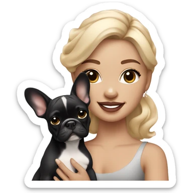 light-skinned and fair-haired dancer with a French bulldog puppy sticker