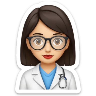 una enfermera escolar con gafas llamativas y un moño pequeño, morena sticker