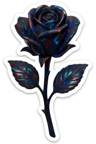 black Opal crystal rose flower, remove background sticker