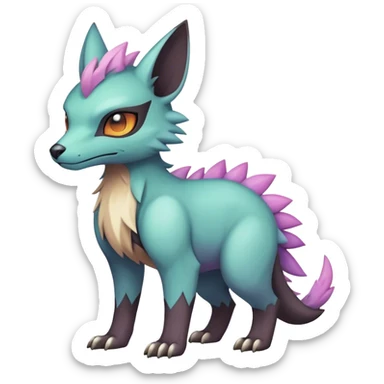 cool colorful dark pastel edgy fantasy animal hybrid Fakemon full body sticker