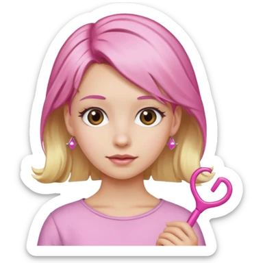 Blonde girl with pink hairpin sticker