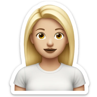 Blonde girl with pig nose sticker