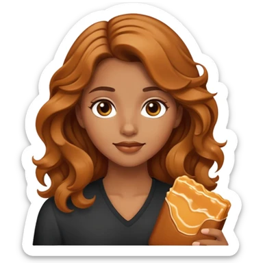 Una chica con cabello ondulado color caramelo, piel morena  sticker