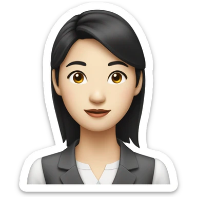 young asian woman office worker with black hair sticker