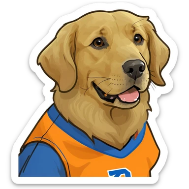 Golden retriever in laying basketball  sticker
