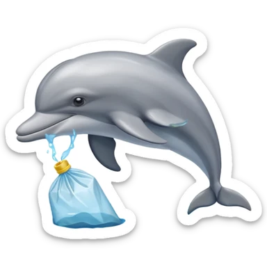 dolphin eat plastic waste bag sticker