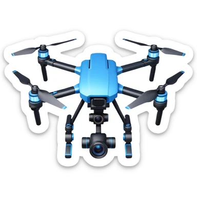 cinematic camera drone object icon, 3-axis gimbal stabilized camera, large lens, carbon fiber arms, glowing status lights, 3D cartoon, mobile game icon style, centered, clean background, no text, no watermark
  sticker