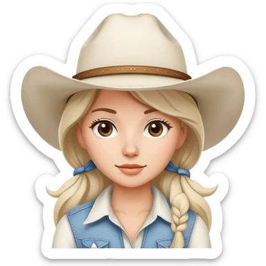 Cute country emoji with white cowgirl hat  sticker