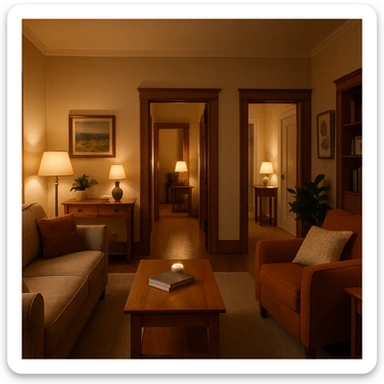 interior view of a room with three entrances, inviting atmosphere sticker