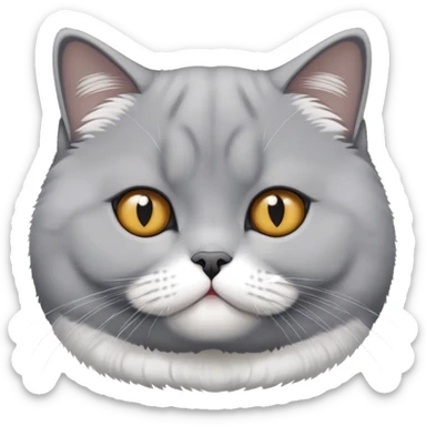 British shorthair grey and white cat sticker