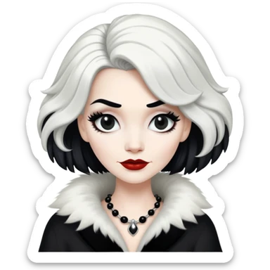 Cruella de Vil with black and white hair sticker