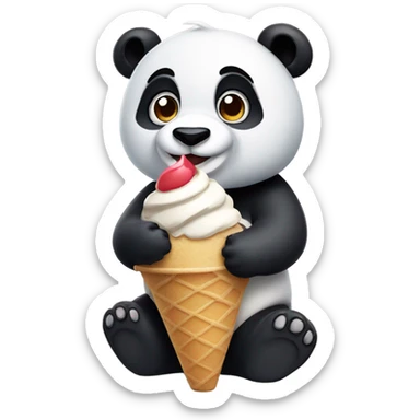 Panda eating ice cream sticker