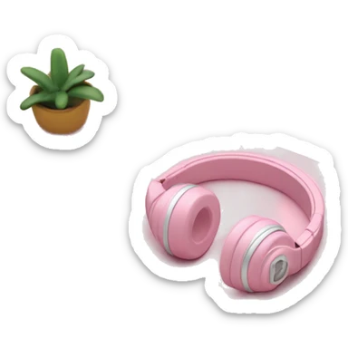 Light pink headphones laying on a closed light pink book sticker