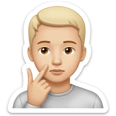 person tapping finger on chin thinking sticker