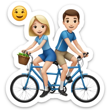 Girl and guy riding a bicycle sticker