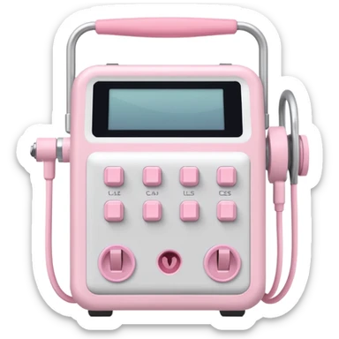 White cable machine with pastel pink handles, soft backdrop sticker