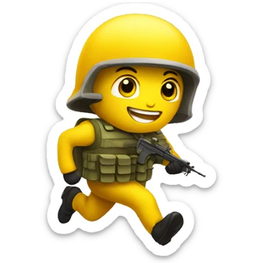 emoji yellow solider running sticker