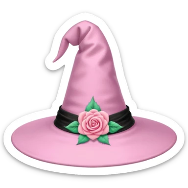 Pink Pastel Witch Hat With Rose sticker
