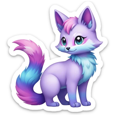 Kawaii bright fantasy ethereal anthro fursona Fakemon with tufted tail  sticker