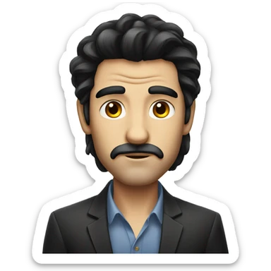 Long black hair serious and impatient rich guy sticker