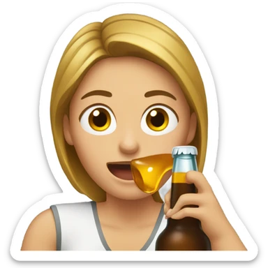 Woman pouring beer into mouth sticker