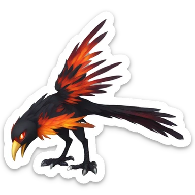 Edgy Fantasy legendary dark bird shadow-type-Phoenix Fakemon full body sticker