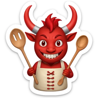 Cooker like demon with a smile and wooden spoon sticker