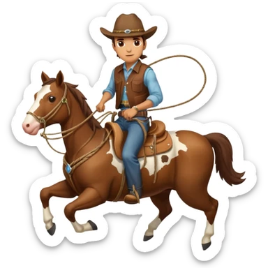 Rancher Riding A Horse And Roping Cattle sticker
