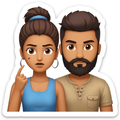 brother and sister fighting modern culture naughty  - indian skin and hairstyle - men beard  sticker