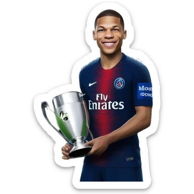 Mbappé with the champions League  sticker