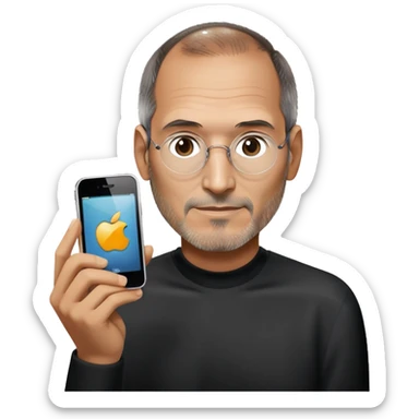 Steve Jobs with an iPhone sticker