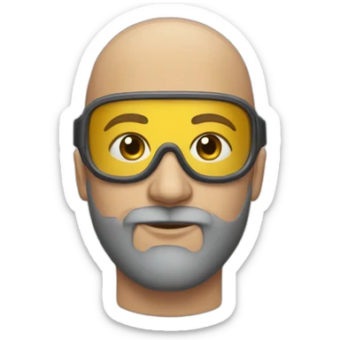 Bald head with beard, fit and wearing goggles sticker