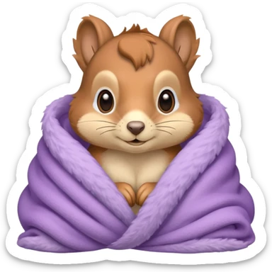 squirrel in pale purple blanket  sticker