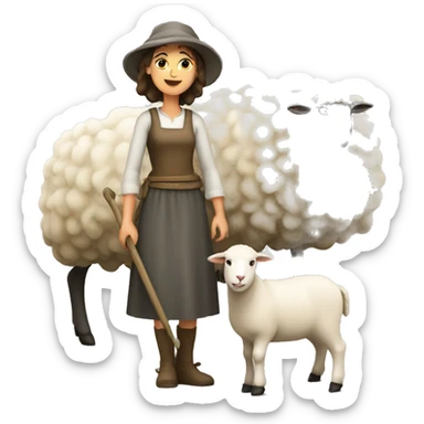 shepherdess with sheep sticker