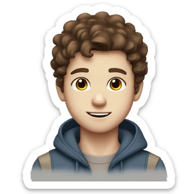Cute white teen boy blue eyes and fluffy brown hair sticker