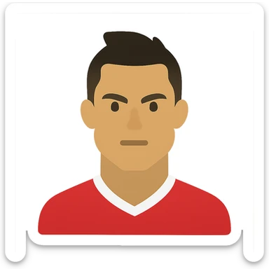 Cristiano Ronaldo icon using geometric shapes and limited color palette, abstract but clearly referencing football star sticker