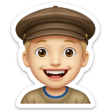 Un niño con gorra riendo sticker
