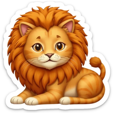 Gata masajeando el pelo de un león sticker