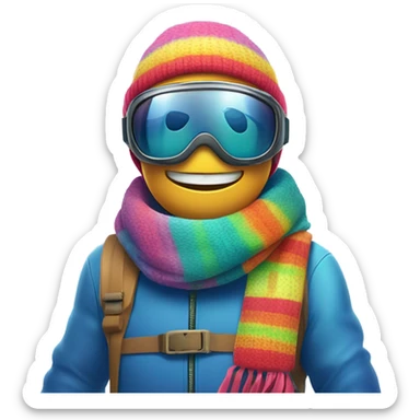 2-D whale on skis sticker