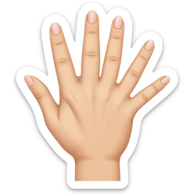 the ring finger, index finger, and middle finger facing up while the thumb and pinky finger are facing inwards towards the hand sticker